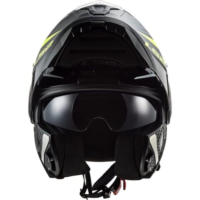 LS2 FF902 Scope II Skid Negro Amarillo Casco Modular Moto - Imagen 2