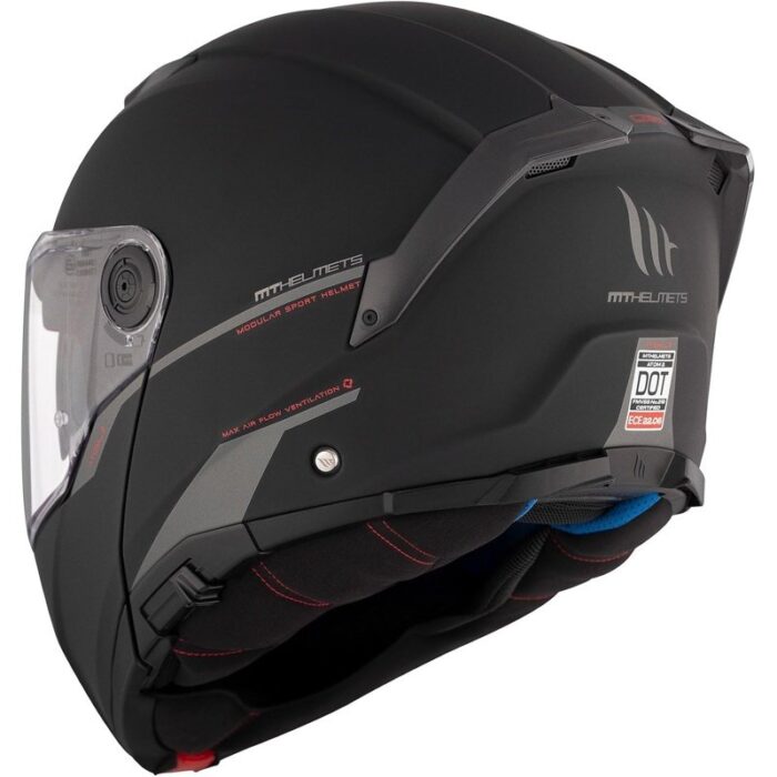 MT Atom 2 SV Solid Negro Mate Casco Modular - Imagen 2