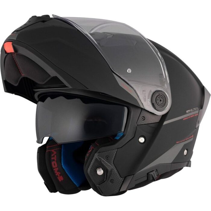 MT Atom 2 SV Solid Negro Mate Casco Modular - Imagen 3