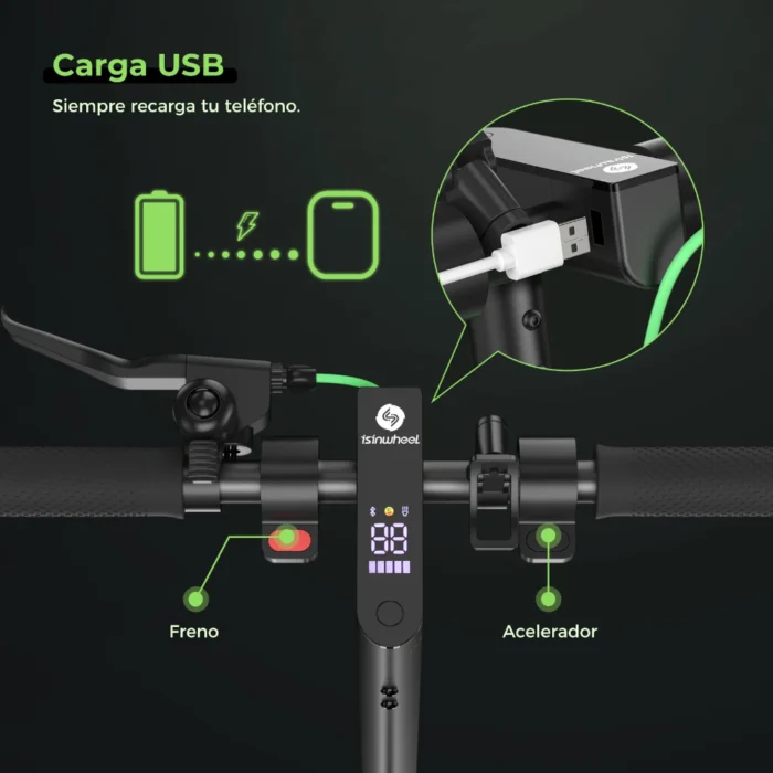 S9Max isinwheel 35km 35km/h 500W Patinete Eléctrico Original - Imagen 7