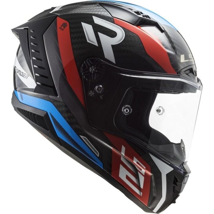 LS2 Thunder Carbon Supra FF805 Rojo/azul Casco Integral Moto - Imagen 2