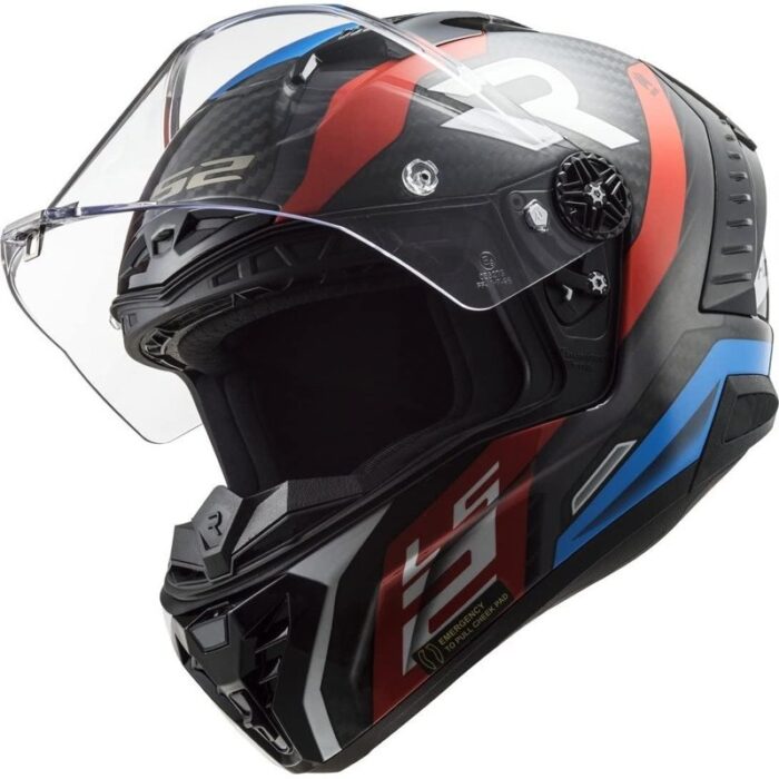 LS2 Thunder Carbon Supra FF805 Rojo/azul Casco Integral Moto - Imagen 3