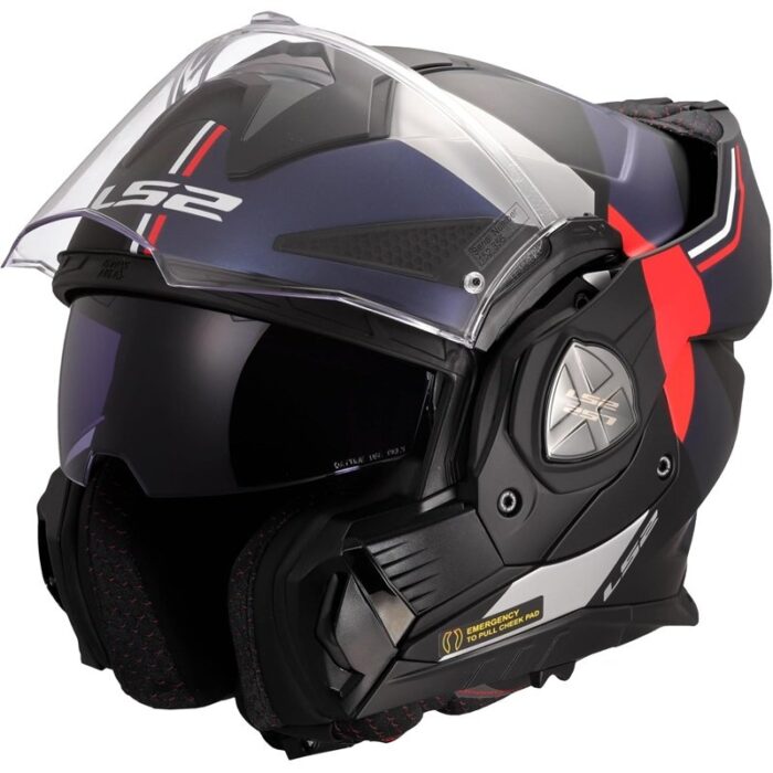 LS2 Advant X Ultra FF901 Casco Modular Fibra de Vidrio Azul/Rojo Original - Imagen 4