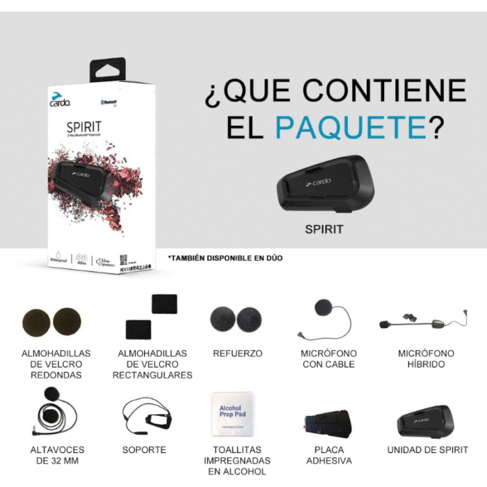 Cardo Spirit Intercomunicador Bluetooth para Motocicleta Negro Individual Original - Imagen 7